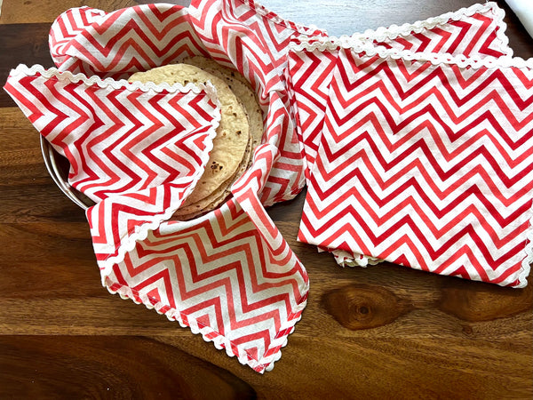 Red Chevron Roti Covers