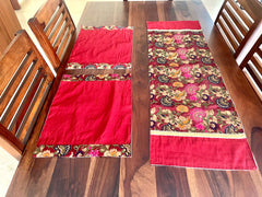 Maroon Oriental - Table Runner with 2 Mats