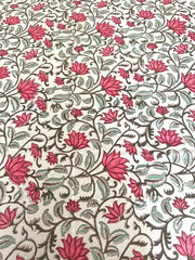 Pink Lotus Handblock Printed Tablecloth