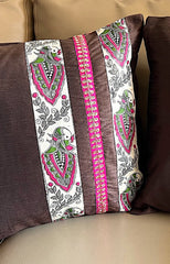 Madhubani: Batak Brown Pink Cushion Covers