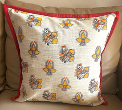 Madhubani: Yellow Orange Diya Cushion Covers