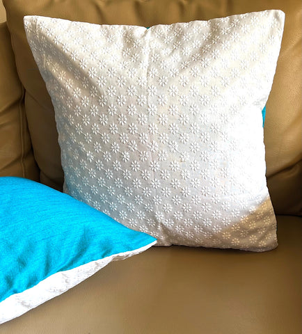 Set of 2: White Blue Hakoba Cushion Cover