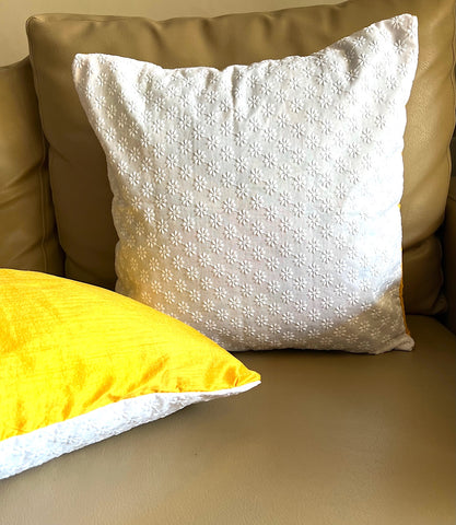 Set of 2: White Yellow Hakoba Cushion Cover