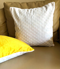 White Yellow Hakoba Cushion Cover