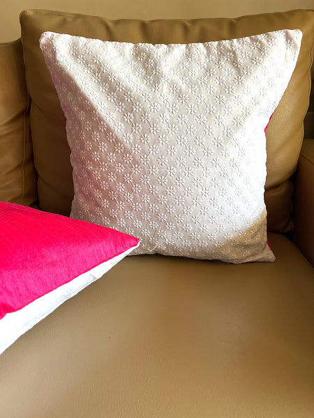 Set of 2: White Pink Hakoba Cushion Cover