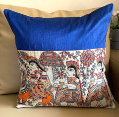 Cushion Covers Madhubani: Blue Jalsa