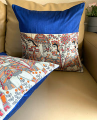 Cushion Covers Madhubani: Blue Jalsa